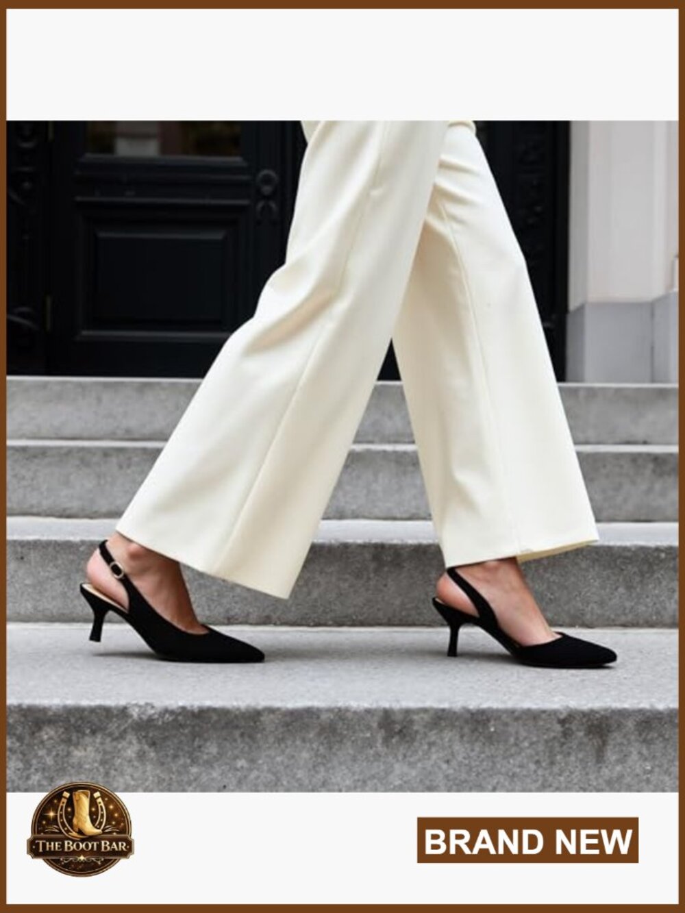 Women's Kitten Heel Slingback Pumps Pointed Toe Wedding Party Dress Shoes - Picture 3 of 7